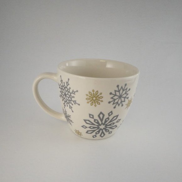 Starbucks 2009 Collectible Christmas Mug, Ceramic with Silver & Gold Snowflakes - Picture 2 of 5